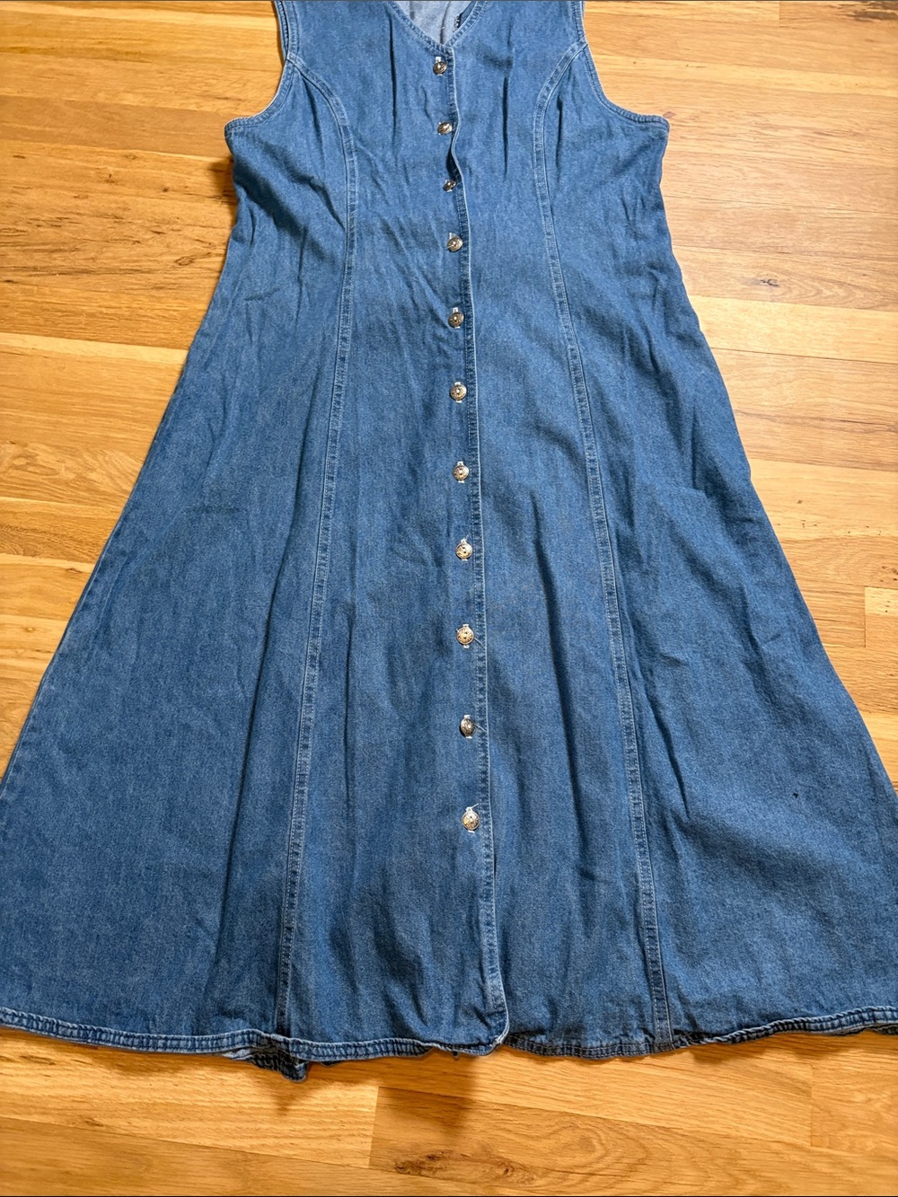 Y2K Stephanie K by Koret Dark Blue Denim Button-Front Midi Dress - Picture 6 of 15